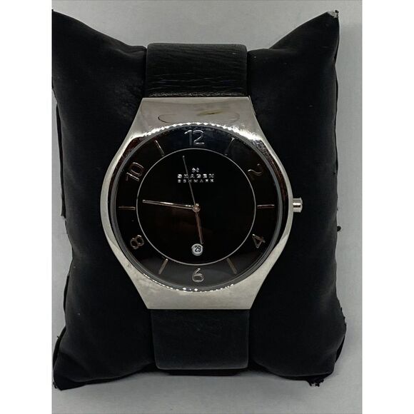 Skagen Grenen SKW6115 Men's Black Leather Analog Dial Quartz Wrist Watch JK609 - Picture 3 of 12